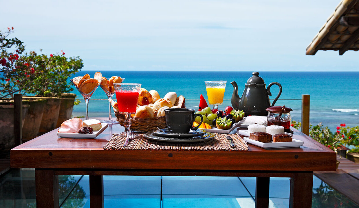 A table with food and drinks on it