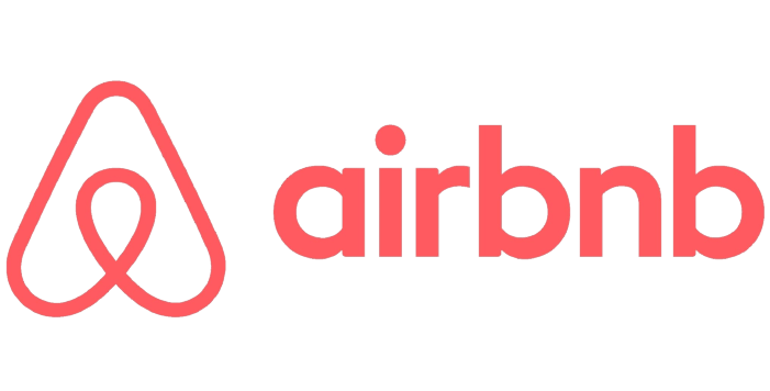 A red and black logo for airbnb