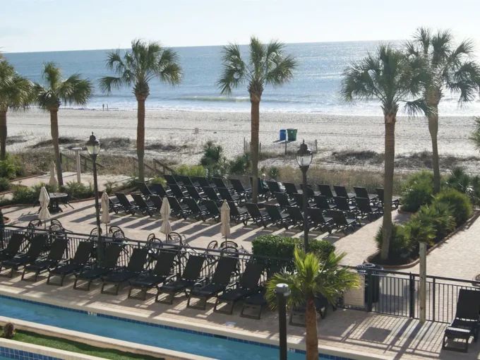 A view of the beach from above.